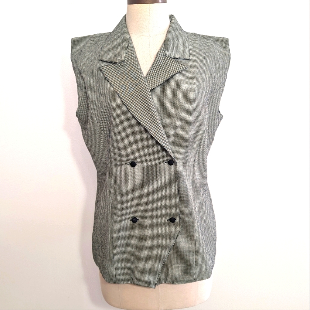 Vintage Passports rayon double breasted neutral vest . Large